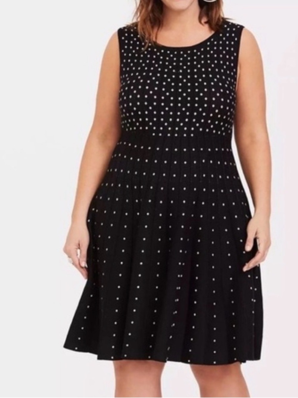 torrid Black Studded Sleeveless Fit & Flare Dress